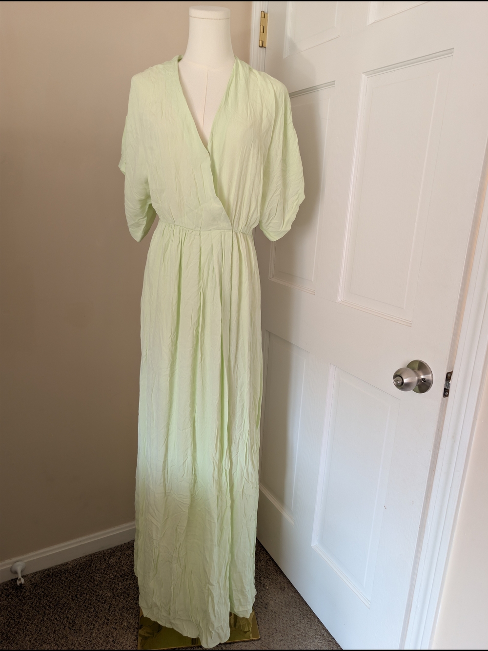 NWT Scotch & Soda Mint Pistachio Green V-Neck Maxi Dress Small MSRP $198
